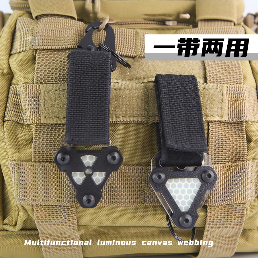 Luminous Triangle Listing Molle Webbing Pendant DIY Computer Backpack Extension Lanyard Outdoor Bag Accessories Reflective Card