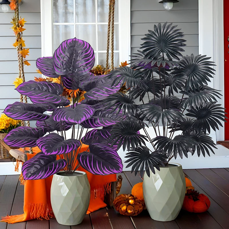 

60-80cm Artificial Palm Tree Tropical Fake Plants Real Touch Leafs Plastic Monstera Faux Tree Branch for Home Kitchen Shop Decor