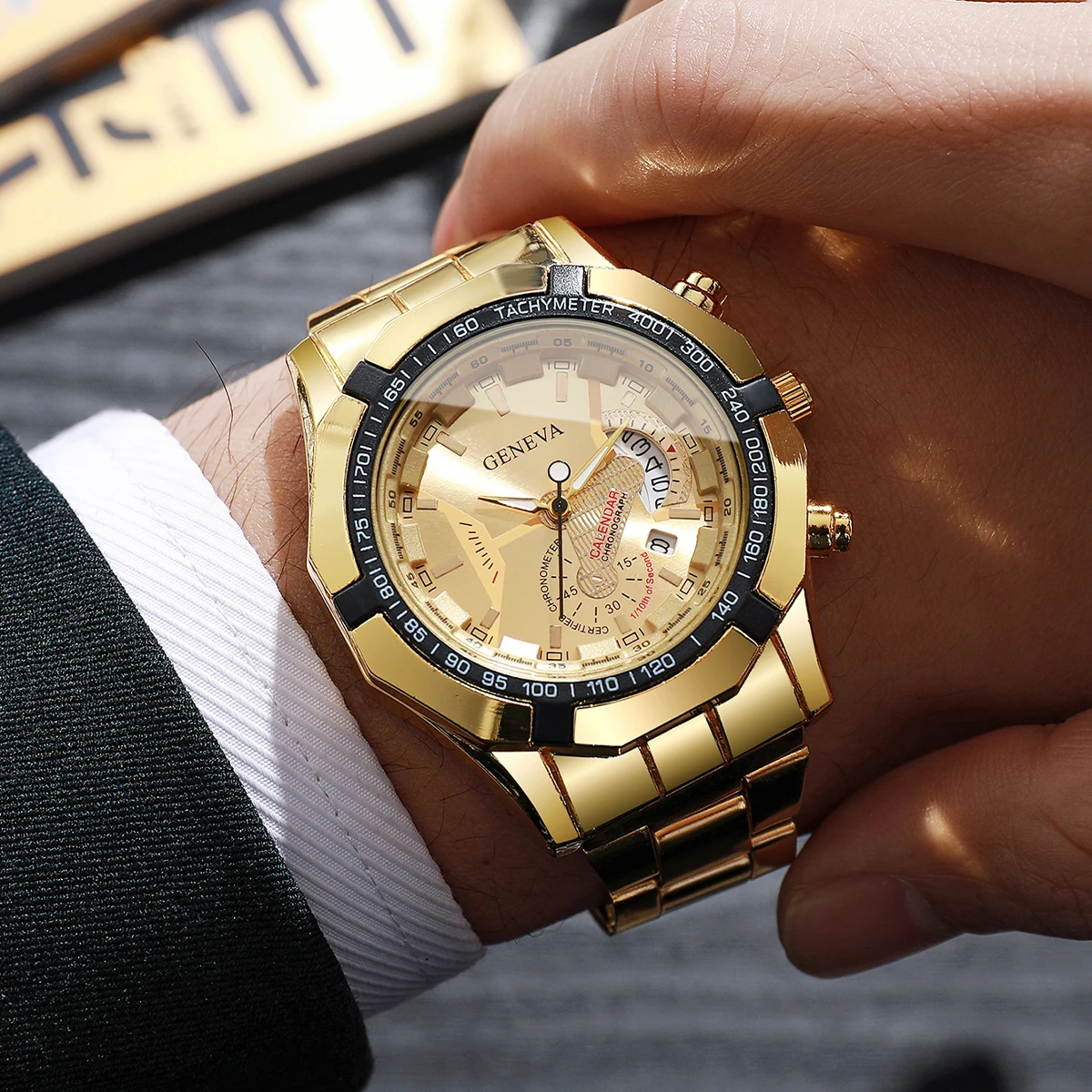 ساعات رجال الأعمال الفاخرة ذات الطلب الكبير، ساعة كوارتز بتقويم عصري للرجال، ساعة Reloj Hombre (بدون صندوق) #3