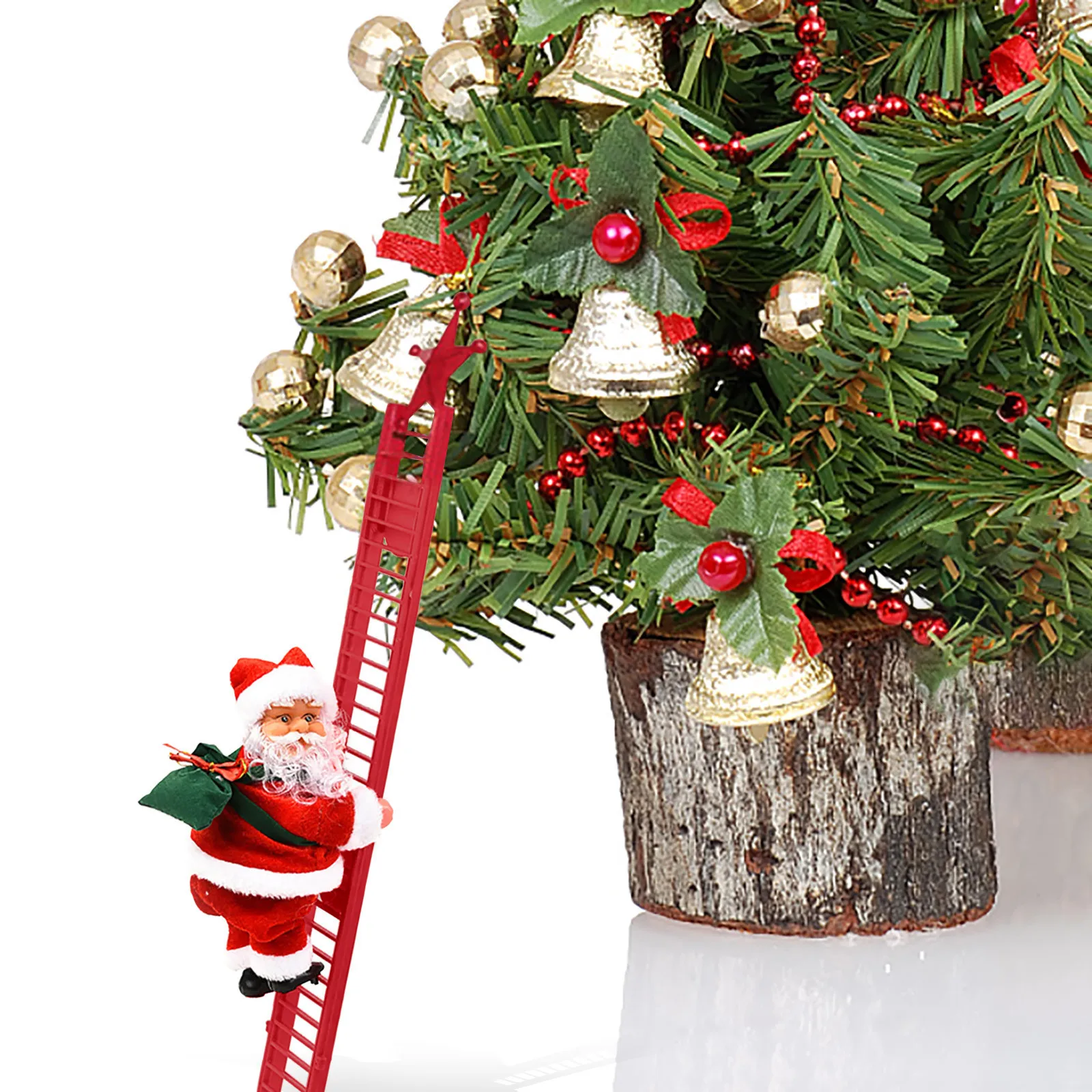 Electric Climbing Ladder Music Santa Claus Christmas Ornament Decoration for Home Christmas Tree Hanging Decor New Year Gift