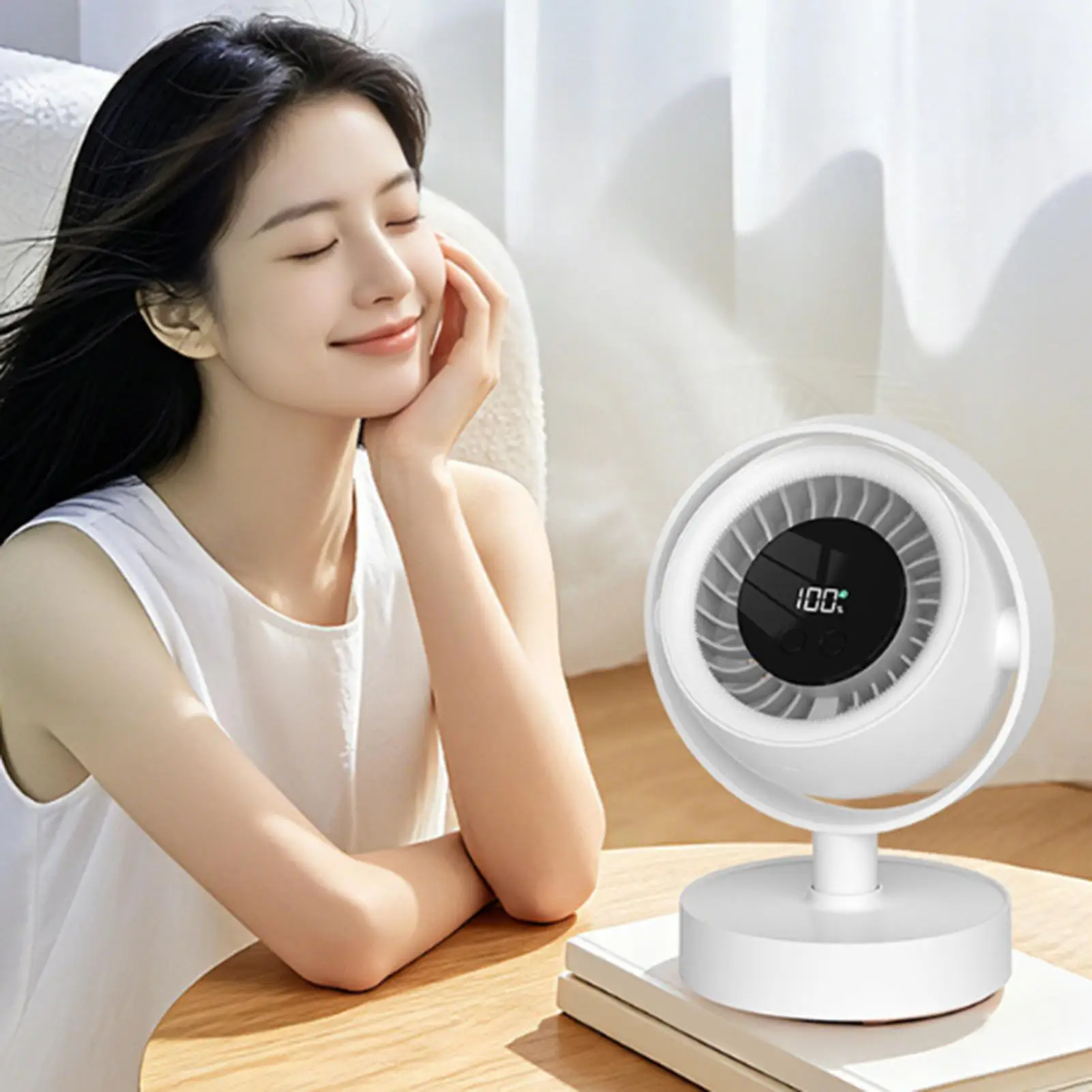 Table Fan Quiet Digital Display Oscillating Rechargeable Wind Blower Cordless Electric Fan For Bedroom Office Home Office Travel