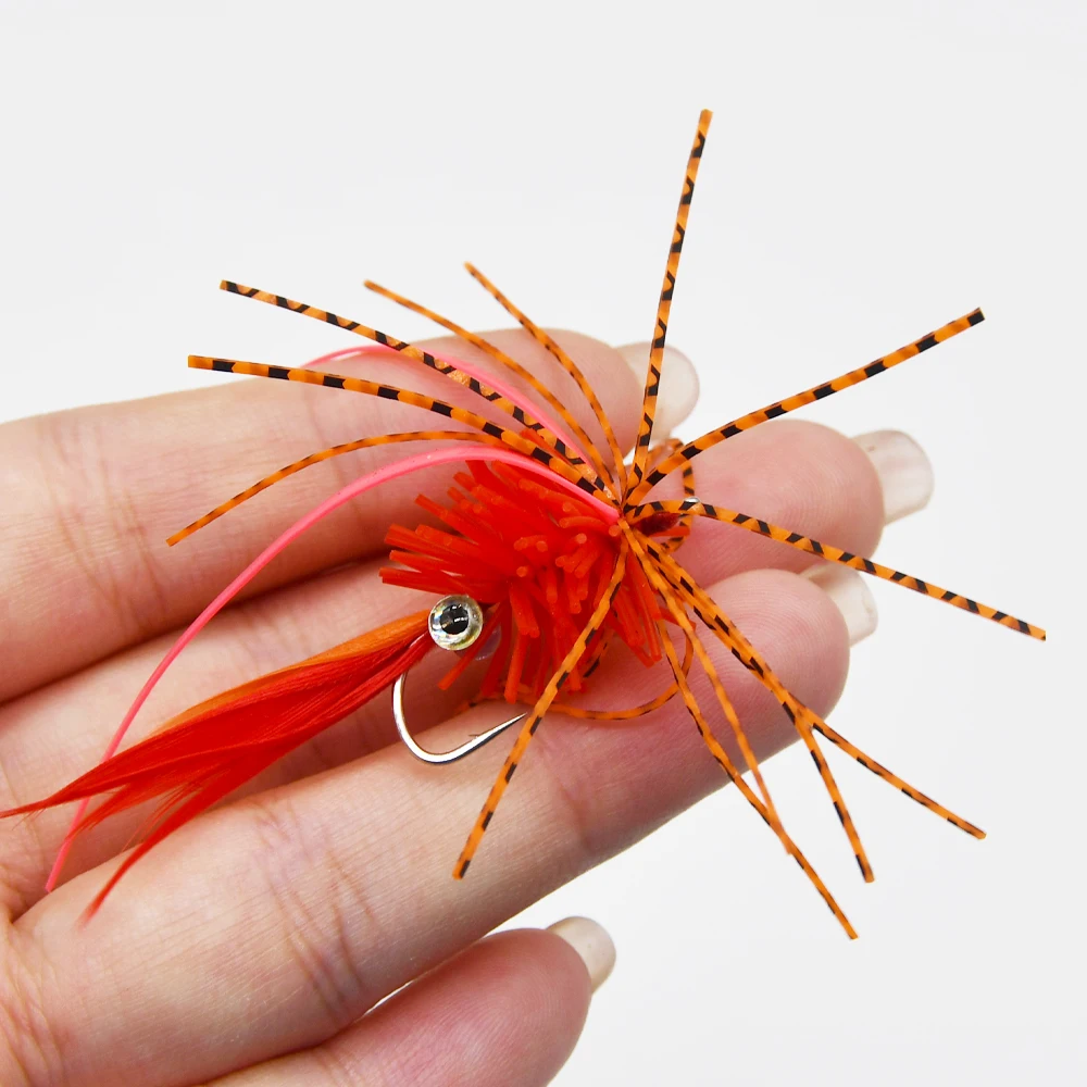 MNFT 1Pc Silicone Bearded Luya Bait jig Hook Silk Octopus Perch Fishing Fly Lures with 3D Eyes