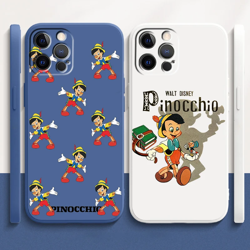 Disney Pinocchio Cute Liquid Rope For Apple iPhone 15 14 13 12 11 XS XR X 8 7 SE Pro Max Plus Mini TPU Phone Case