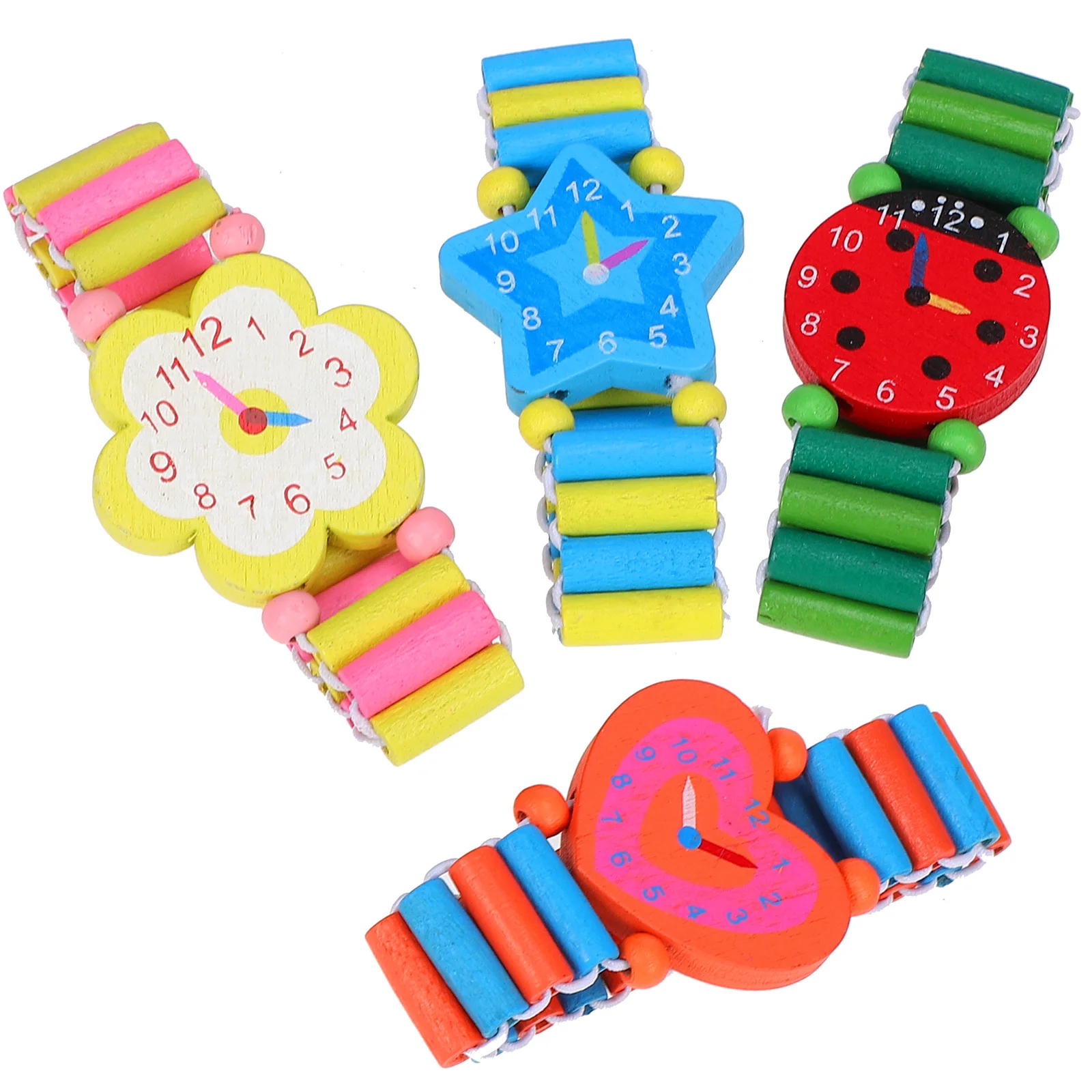 

4pcs Wooden For Kids Pretend Wristband Wristband Learning Gift Children Wristwatch Wood Watch Band Watch