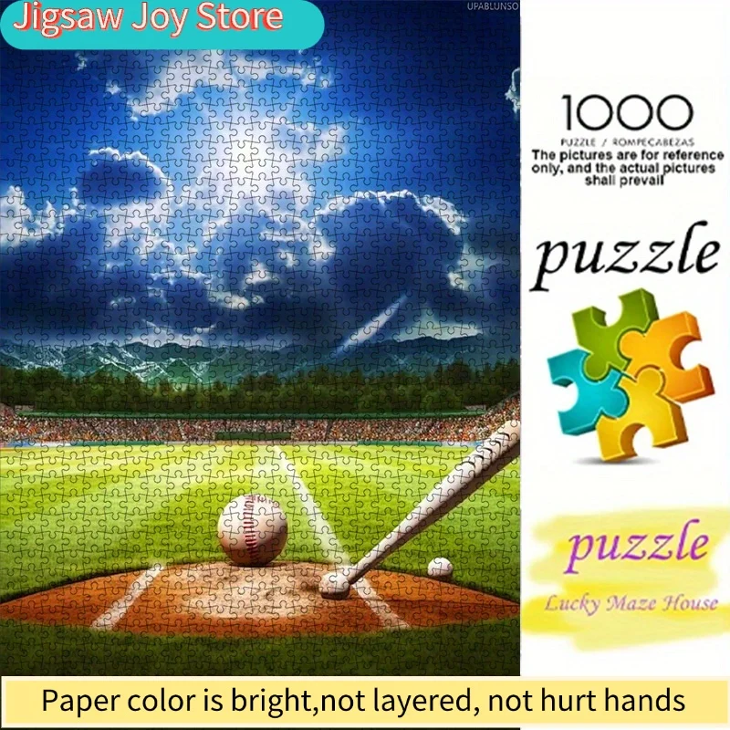 Rompecabezas de papel DIY de 1000 piezas, escena de estadio de béisbol, material de cartulina blanca de alta calidad, adecuado para juegos entre padres e hijos, en equipo