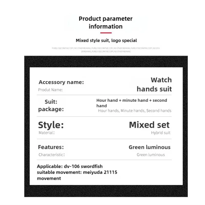 For Casio Swordfish Duro Dolphin MDV-106 Hand Pointer Blue/Green Hour Marker Watch Hands Green Luminous MDV106 Movement Parts