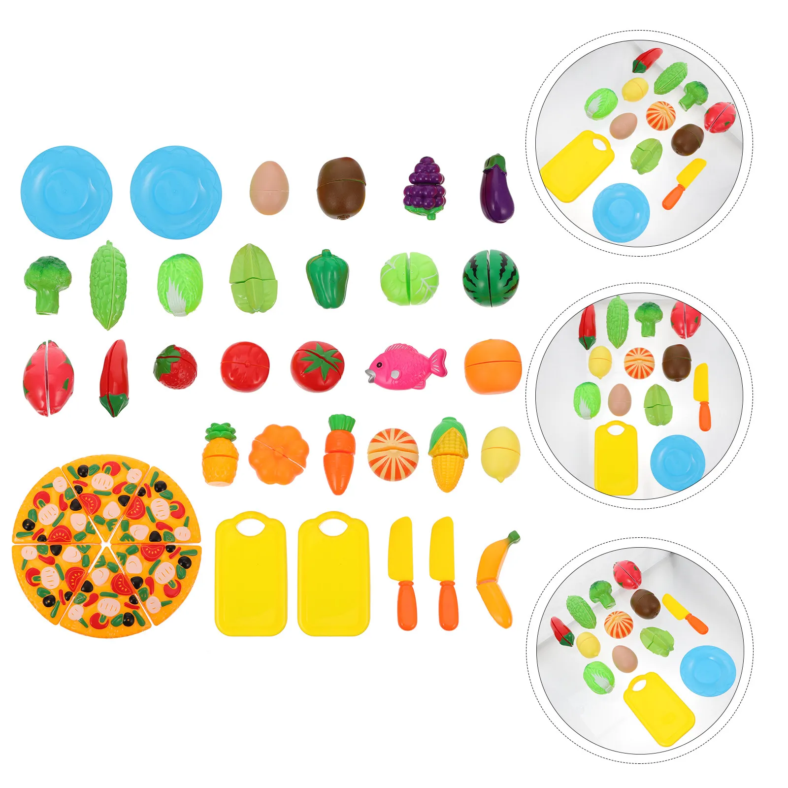 

37Pcs Simulation Kitchen Cutting Set Kids Pretend Play Fruits Vegetables Early Educational Food Playset for Imagination