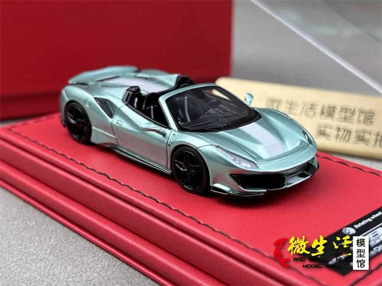 Newly Stocks Rotating Wheel 1:64 488 Pista Spider Ice Green Color Resin Scale Model Car In 2024