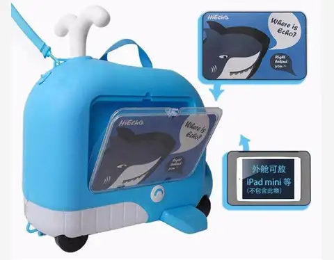 kids scooter suitcase 17 inch suitcase for boys and girls Children's carry on luggage suitcase 3-8 years old riding suitcase