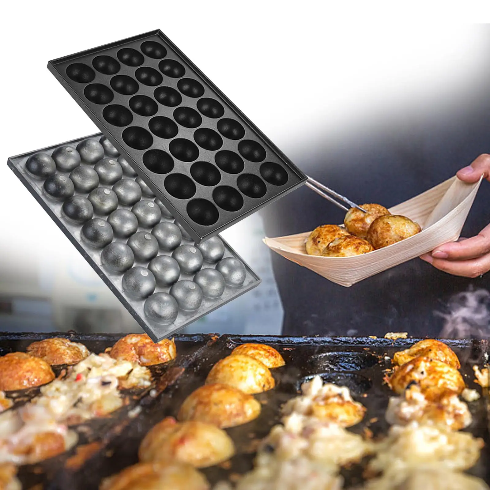 Takoyaki Pan, Japanese Baking Maker, Multipurpose Cooking Baking Tools, Meatball Grill Pan for Baking Party Meatballs grill