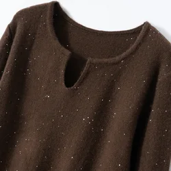 2025 Autumn Winter Women's 100% Cashmere Sweater V-Neck Thicken Warm Pullover Female Large Size Knitted Jumper Ladies Solid Tops