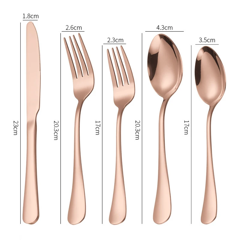 5Pcs Luxury Cutlery Set Fork Spoon Knife Set Elegant Stainless Steel Golden Dinnerware Set Coffee Spoon Kitchen Tableware Set