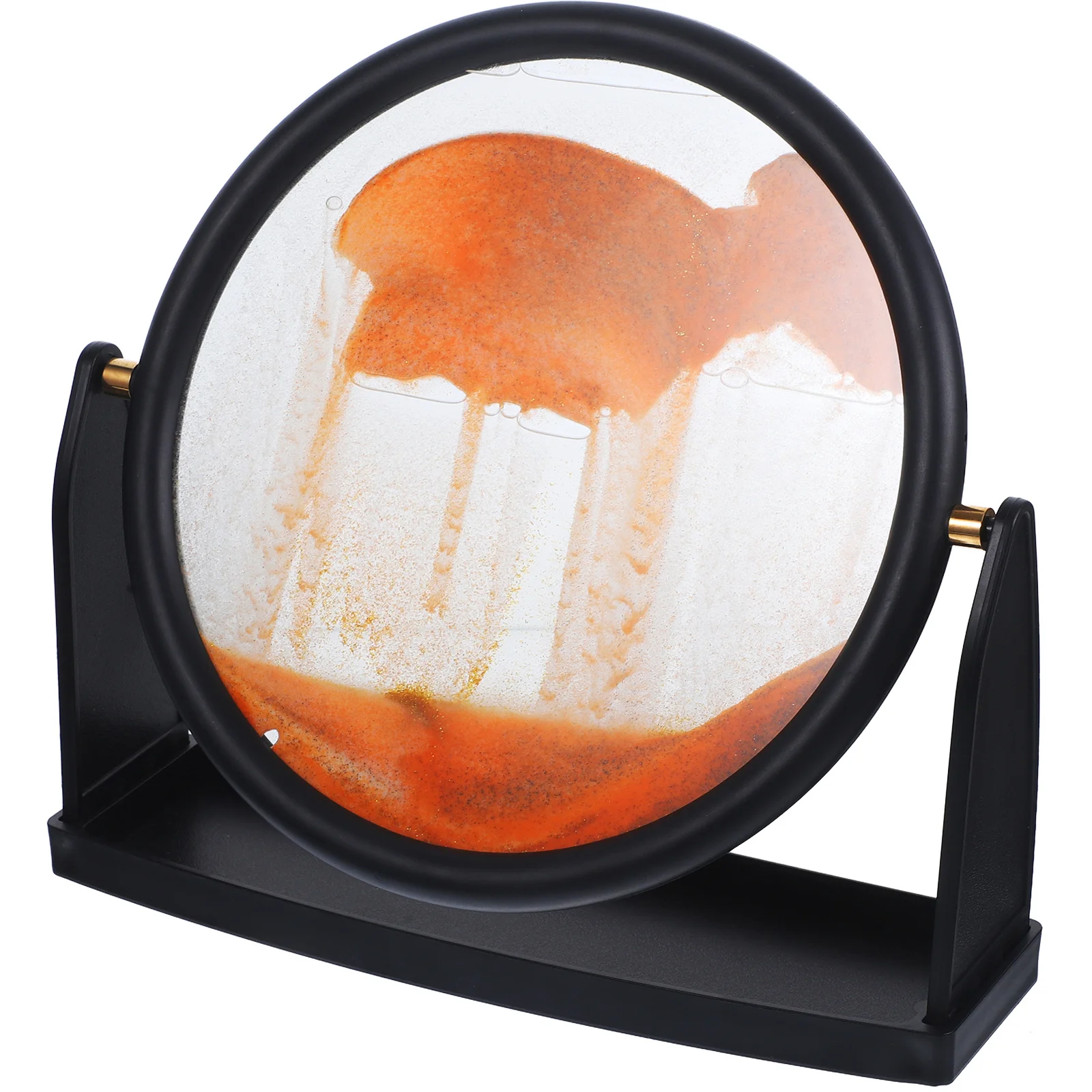 Quadro di Sabbia in Movimento 3D, Dipinto di Sabbia Veloce, Decorazione in Cornice di Vetro Rotonda, Ornamento da Scrivania per Ufficio e Casa, Decorazione Paesaggio di Sabbia