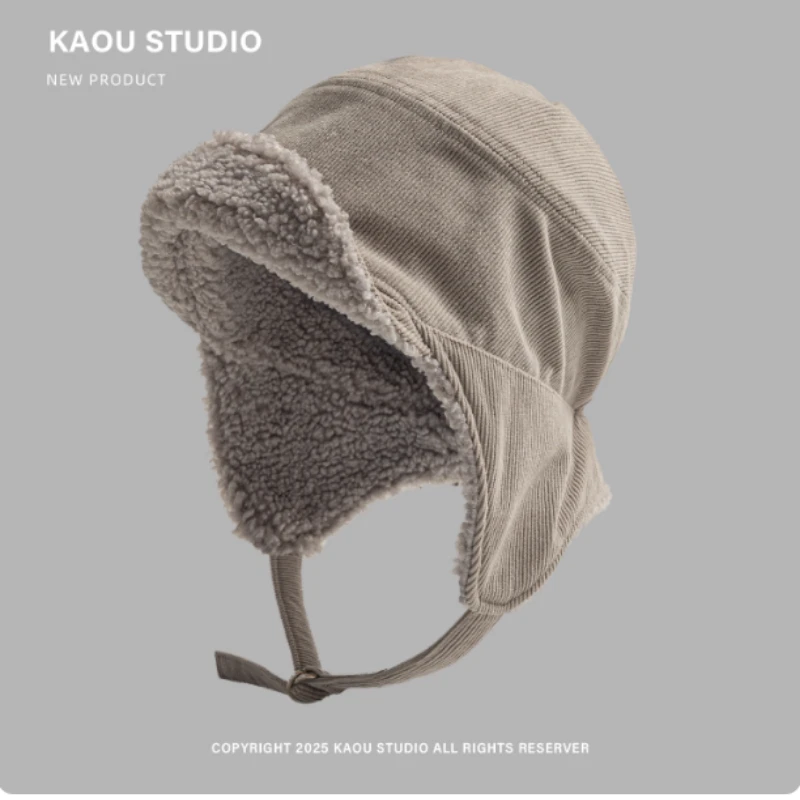 Японская однотонная вельветовая летающая шапка, зимняя мужская и женская уличная универсальная теплая защита ушей, велосипедные лыжные шапки-бомберы