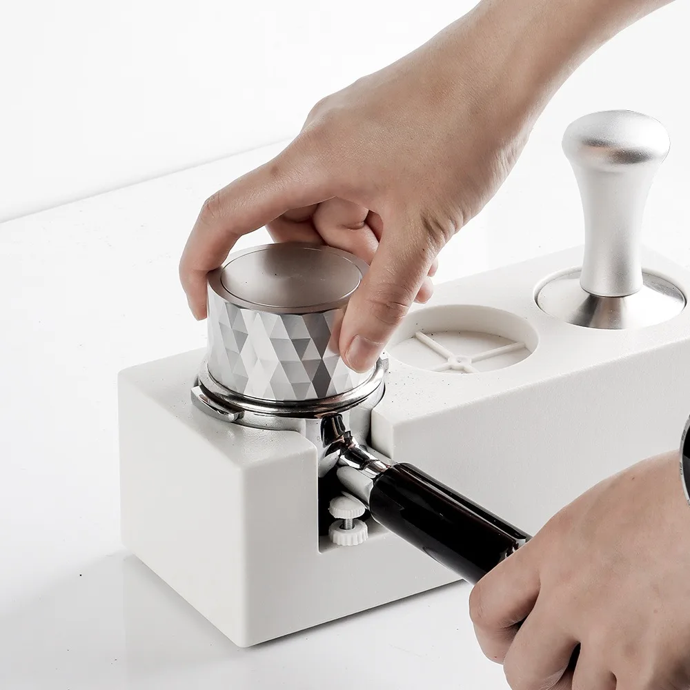

51/53/58mm Gravity Coffee Tamper Diamond Texture Whirlwind Pattern Base Coffee Powder Distributor Stainless Steel