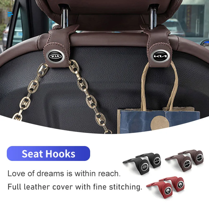 2/4 шт. инструменты для салона автомобиля, кожаный крючок, вешалка для подголовника сиденья, аксессуары для KIA K5 K2 Rio Ceed Soul Picanto Stonic Sorento Forte