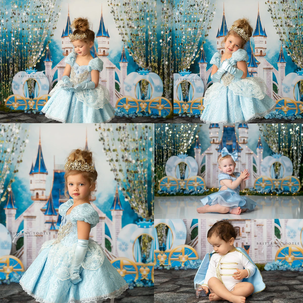 Castle Princess Backdrops Kids Baby Photography Props Child Photocall Props Birthday Cake Smash Castle Carriage Background