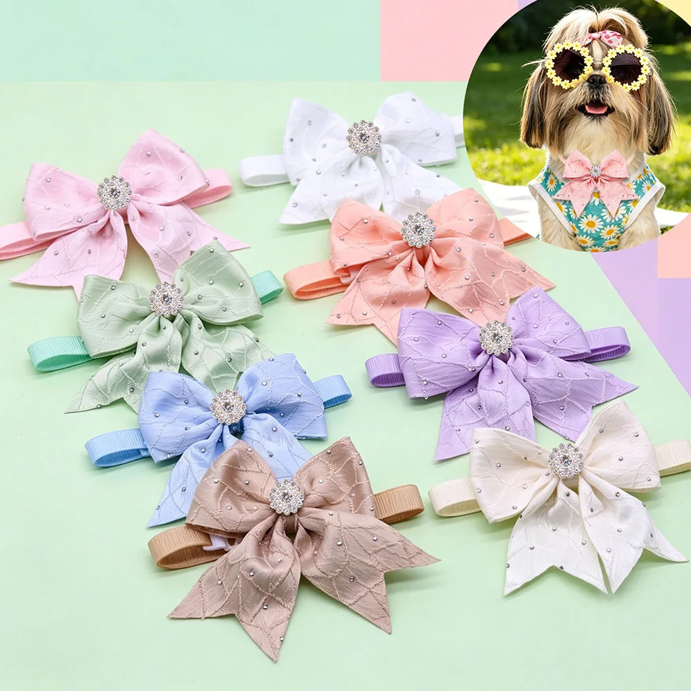 30PCS Luxury Dog Bowties With Diamonds Colorful Adjustable Puppy Neck Ties Pet Collars For Dogs and Cats Grooming Accessories