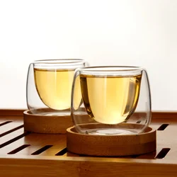 Design Double Wall Cup Teacup Bamboo Tray Set Anti-Hot Tasse Cafe Scented Tea Coffee Cups Copos Tazas Bardak Xicara Tumble