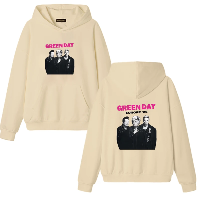 Band Green Day Europe '25 printed Hoodies Hip Hop Fashion Unisex Streetwear Hooded vintage Long Sleeve Sweatshirt Men Women