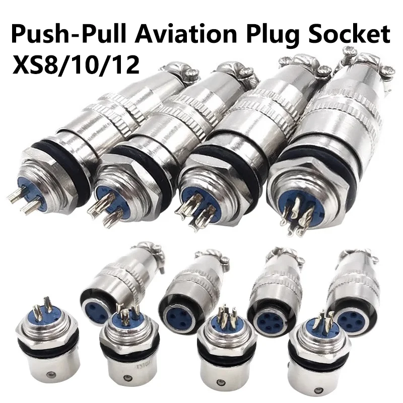 

XS8/10/12 2/3/4/5/6/7PIN Circular Push-Pull Aviation Quick Connector Gold Plated Contact Male Plug &Female Socket