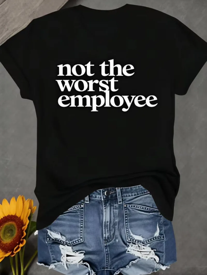 Fashion New Arrival Funny Gift Women Tee Harajuku Humor Slogan Print Crew Neck Short Sleeve Summer Casual Daily Basic Women Tops