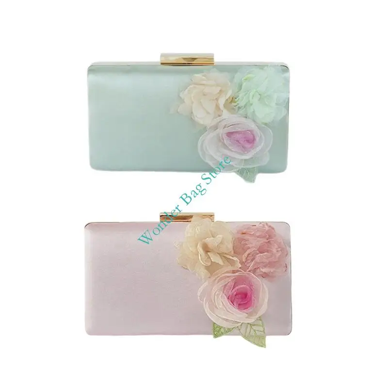 

H3CB Floral Print Handbag Crossbody Purse Comfortable Evening Bag with Chain Strap Shoulder Bag for Event and Wedding Parties