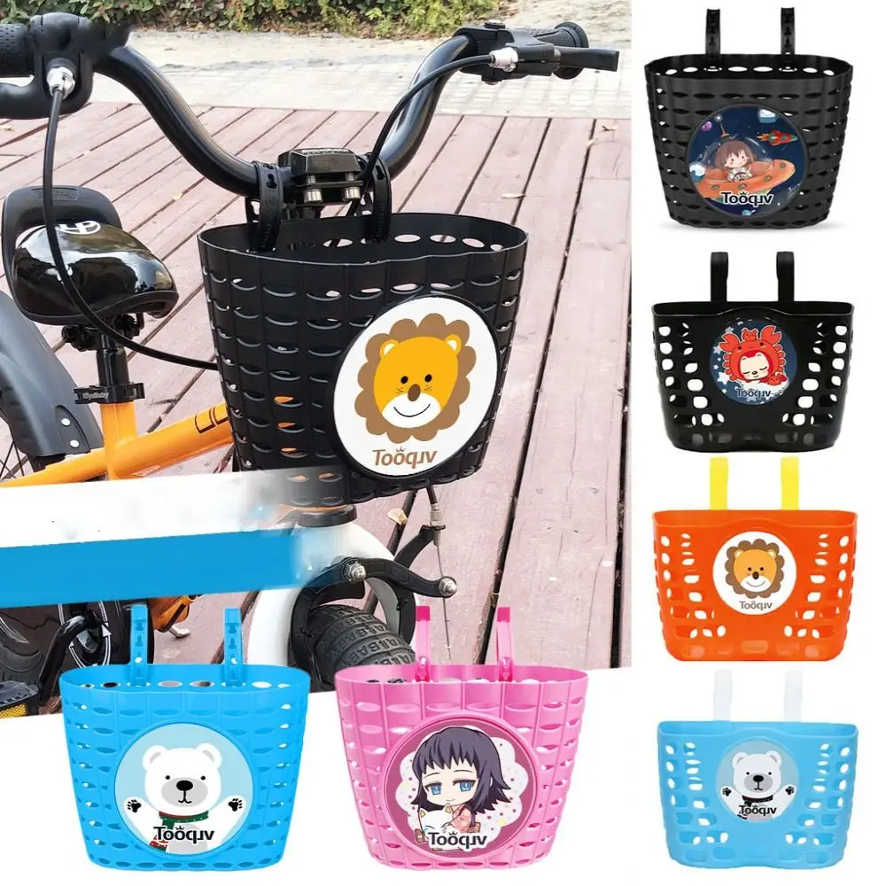 High Quality Multicolors Children Basket Plastic Cartoon Patten Bicycle Storage Student Front Basket Bike Accessories