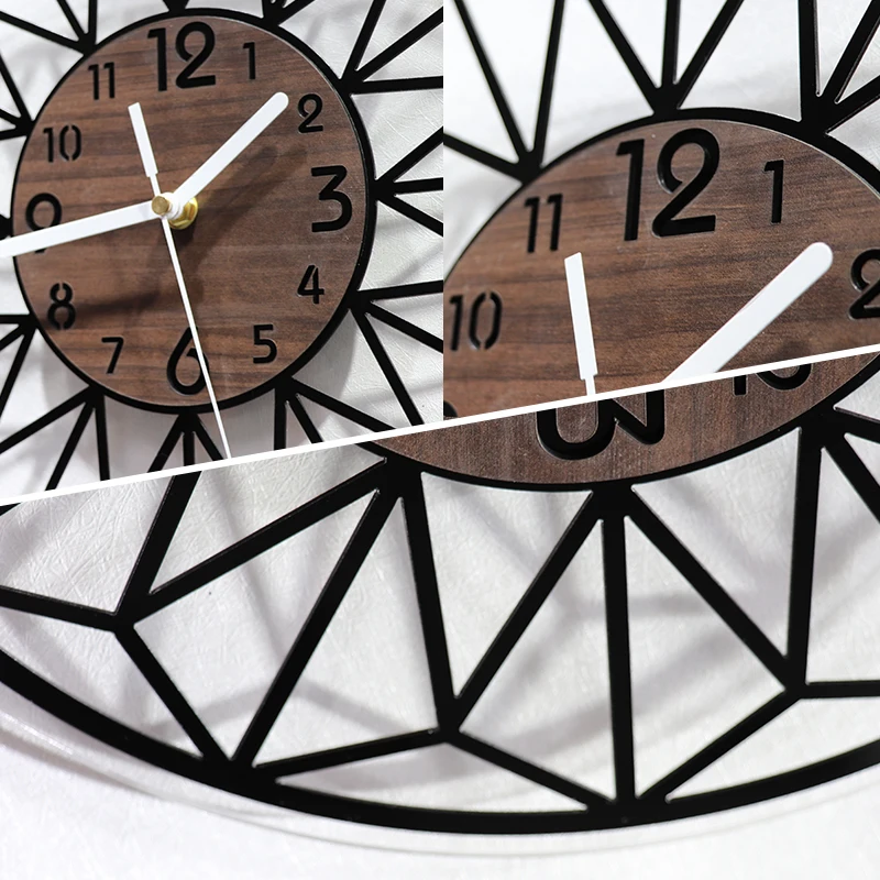 Wooden grain wall clock bedroom decoration aesthetics kitchen living room office bedroom home decoration 12 inch clock