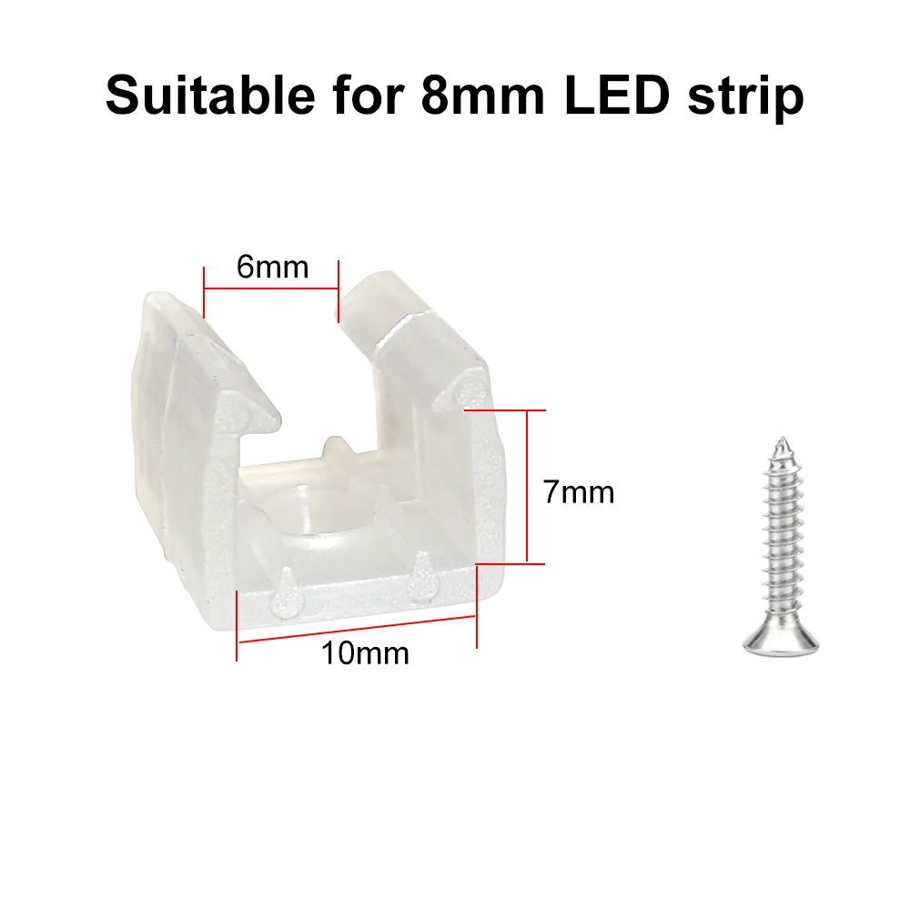 Tira LED de 6mm, 8mm, 12mm, 15mm, Clips de fijación, conector con tornillos para fijación 2835, accesorios de hebilla de plástico neón COB/luz