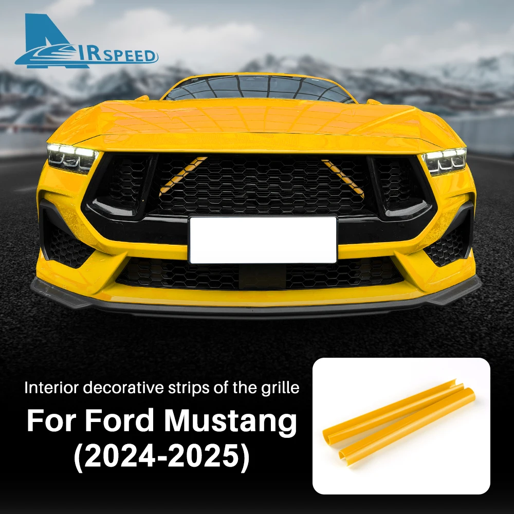 1Pair Car Front Grille Trim Strips For Ford Mustang GT Dark Horse EcoBoost 2024 2025 Wrap Sport Styling Decoration Accessories