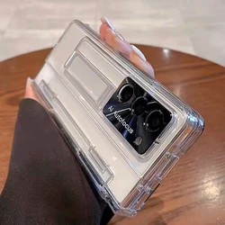 Transparent Hard Case For Samsung Galaxy Z Fold 6 5 4 3 5G Clear Case Glass Film Screen Stand Hinge Protection Cover