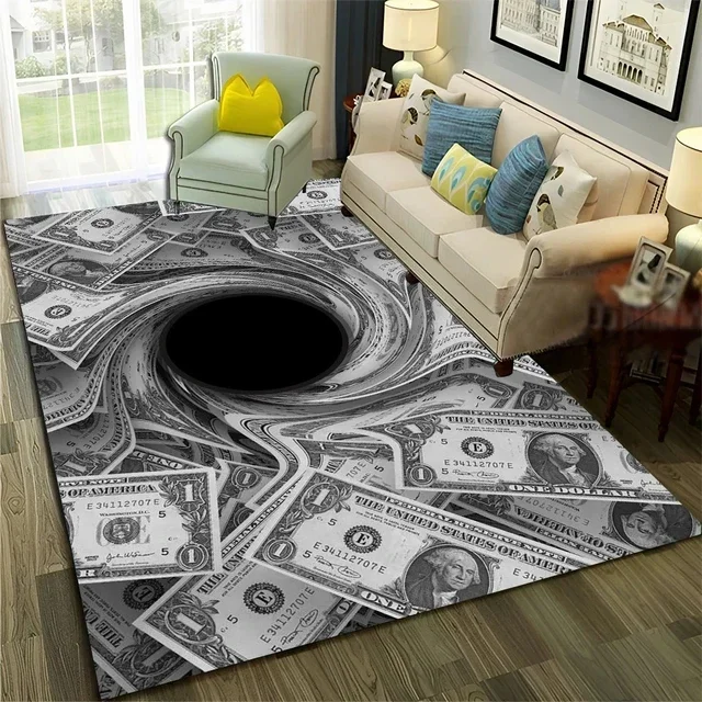 Rich Euro Dollar Money 3D Pattern Carpet Living Room Sofa Area Rug Home Decor Entrance Doormat Bedroom Non-slip Floor Mat