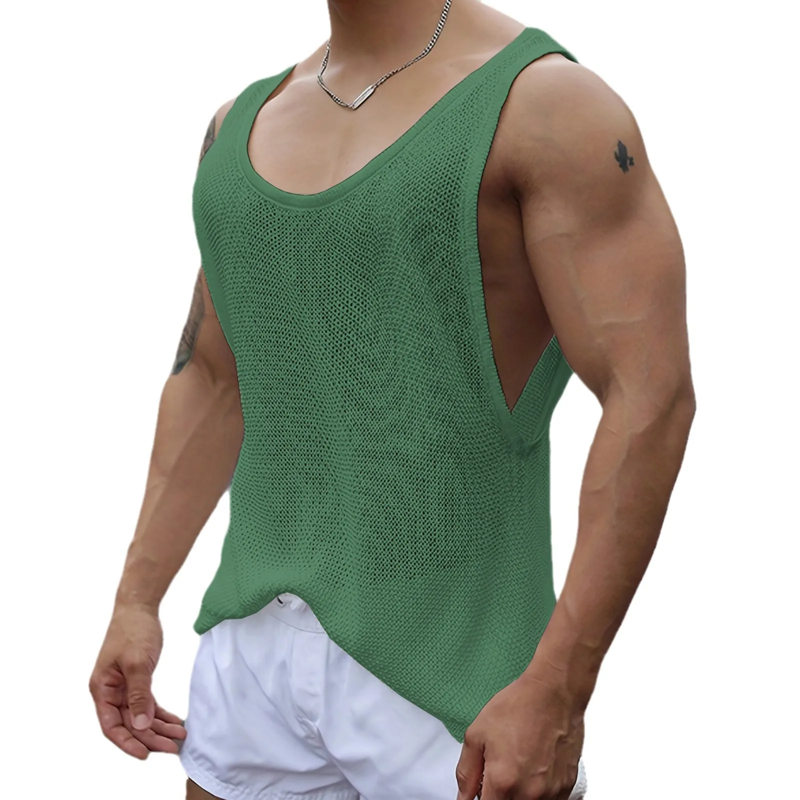 Men's summer new luxury fashion men's sleeveless top knitted sweater casual loose thin breathable trend knitted vest