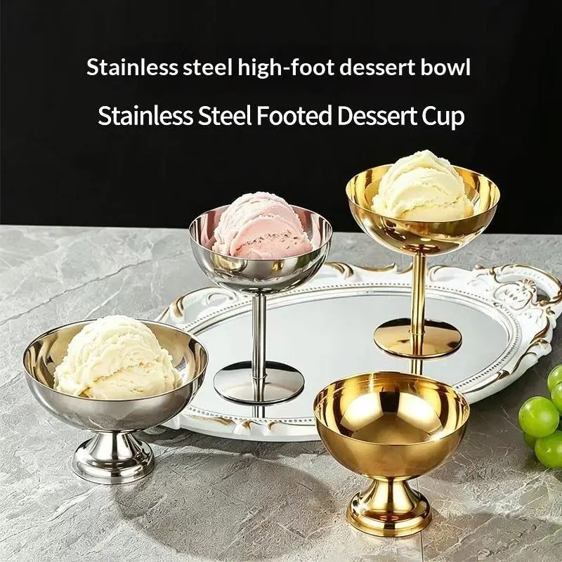 1pc Heavy Duty Stainless Steel Dessert Cups Bowls Suitable For Ice Cream Mousse Fruit Salads Pies Cakes