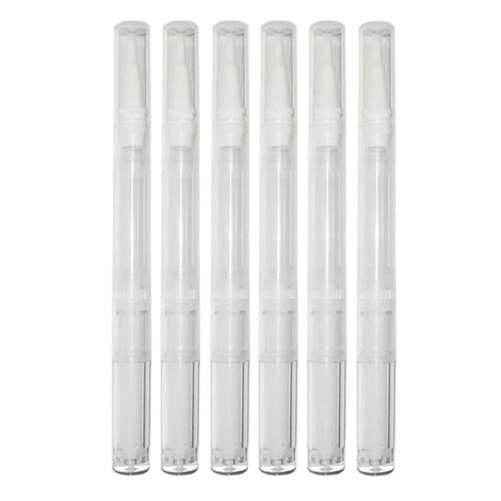 Stylos transparents vides de 3ml, 6 pièces, stylo à huile pour ongles avec pointe de brosse, récipient de brillant à lèvres, applicateurs, Tube liquide de croissance des cils