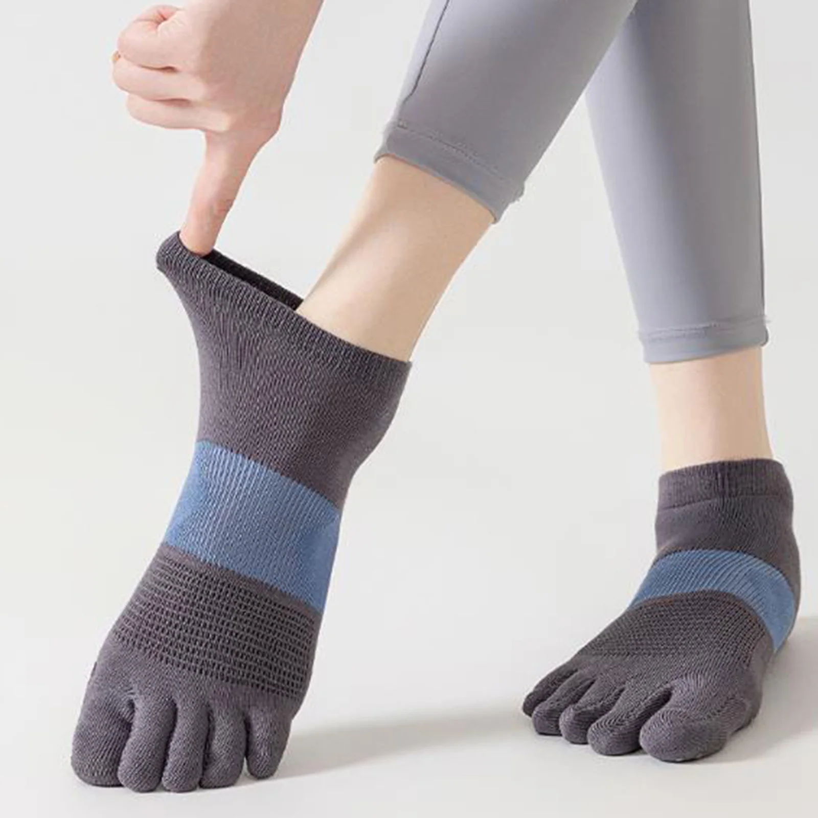 

Women 5-toe Socks, Elastic Contrast Color Fine Mesh Non-skid Socks Indoor Yoga Sports Socks