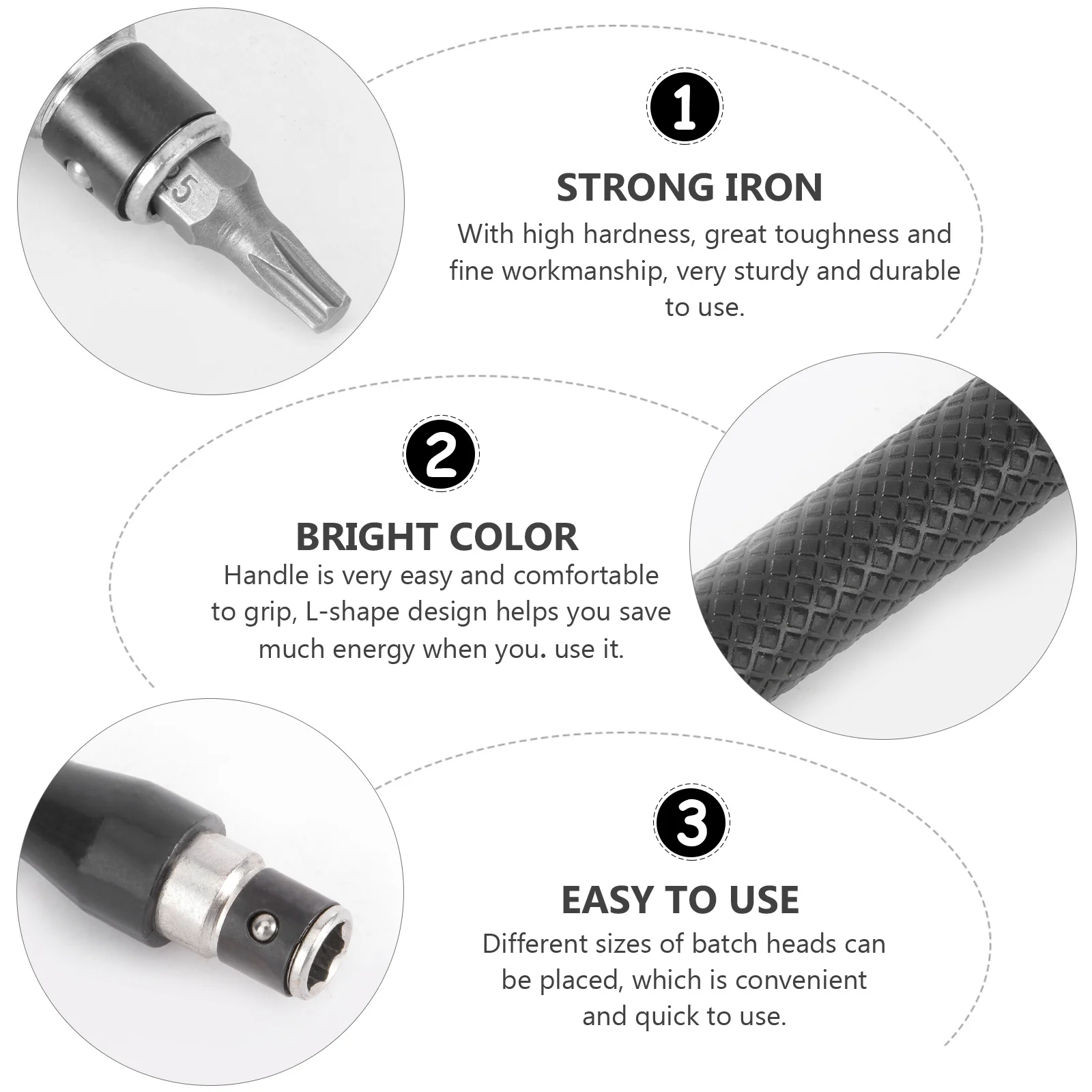 

Double-Headed L-Shaped Socket Wrench 1 4 Hex Screwdriver Adapter Right Angle Handle Ergonomic Grip for Metal Garage