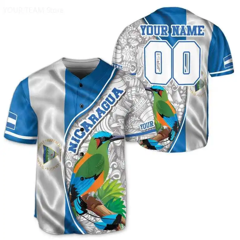 Trendy Personalized Nicaragua Baseball Jersey - Custom Name/Number, Men’s Sports Shirt for Nicaraguan Pride