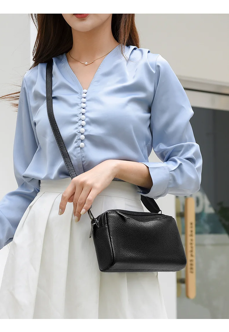 Genuine Leather Women's Phone Bag Single Shoulder Crossbody Bag Ladies' Lightweight Soft Leather Fashionable Small Purse