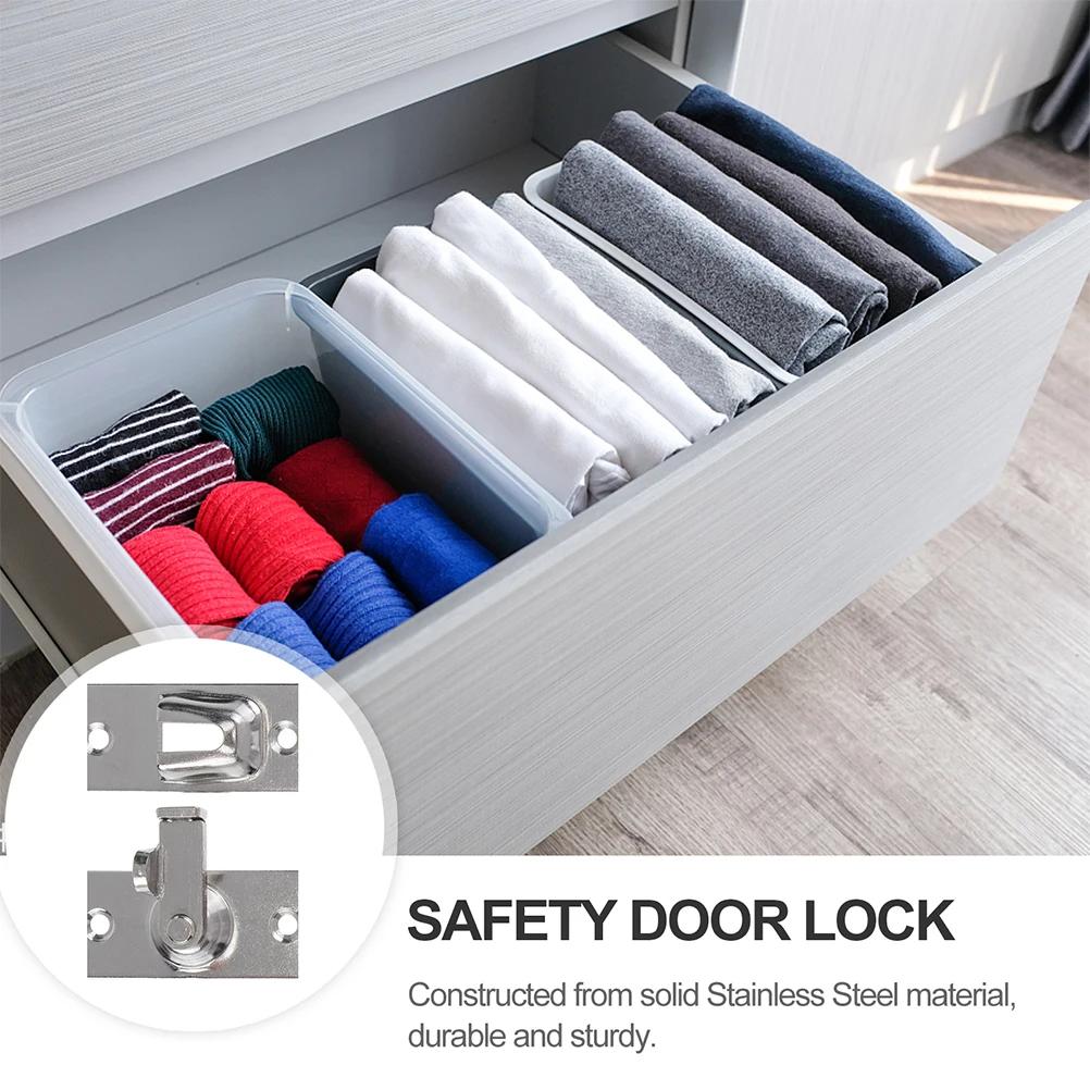 

2 Sets Stainless Steel Door Latch Brushed Anti-Oxidative Corrosion Thickened Vertical Security Lock For Windows Shutters Barns