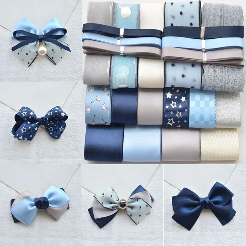 Satin Organza Tulle Ribbons Set Trim Lace Fabric DIY Hairbow Materials Mix Style Christmas Decorations Grosgrain Silk Ribbon