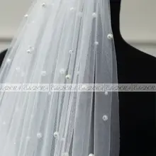 Ivory Bridal Veil with Pearls and Comb #4