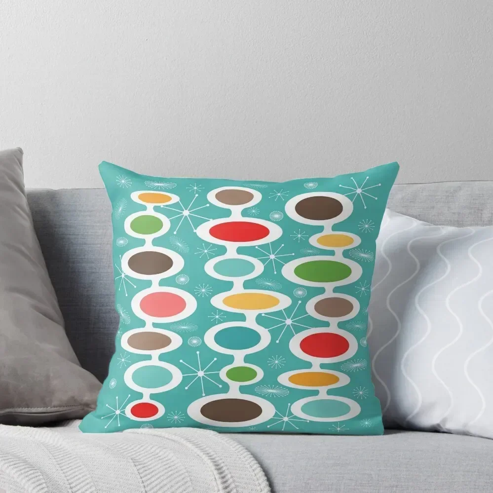 

Colorful Atomic Era Art - Mid Century Modern Oval Design Throw Throw Pillow Decorative Sofa Cushions Christmas s Covers pillow