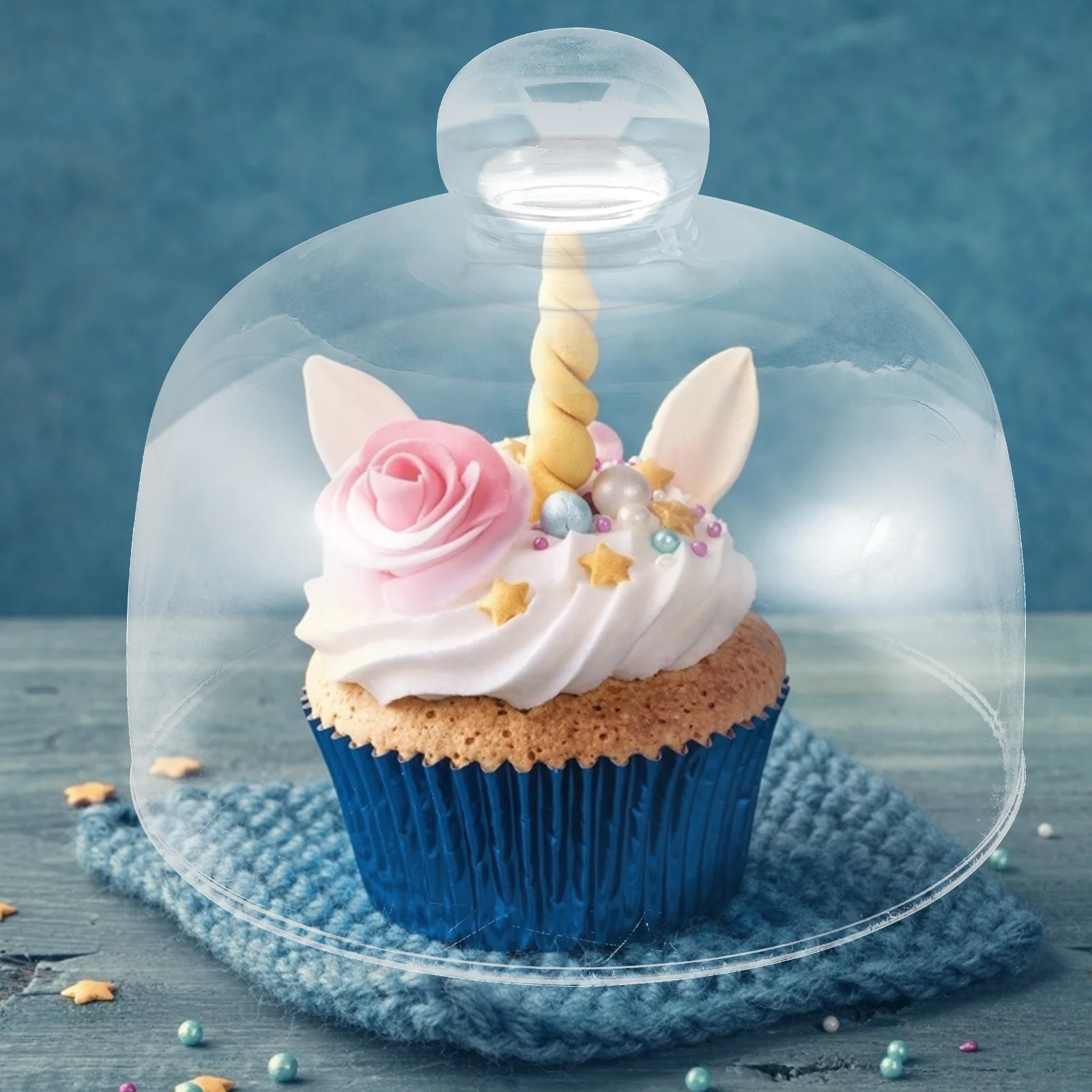 

2Pcs Cake Dome Clear Glass Cover Food Dust Proof Cake Stand Dome Protective Cover Display Food Fresh Keeping Lid