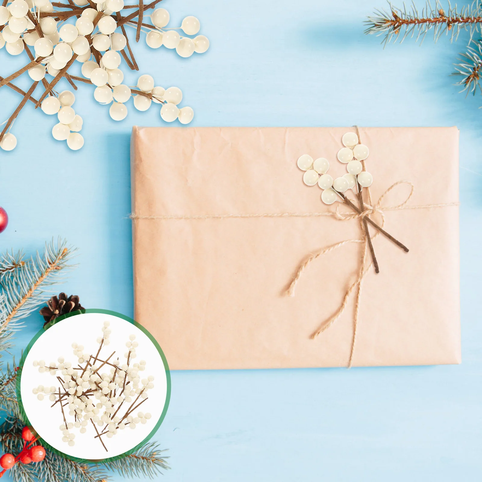 

30Pcs Simulation Berry Picks Christmas Artificial Berries Bright Color Xmas Tree Decor Wedding Holiday Season Decor