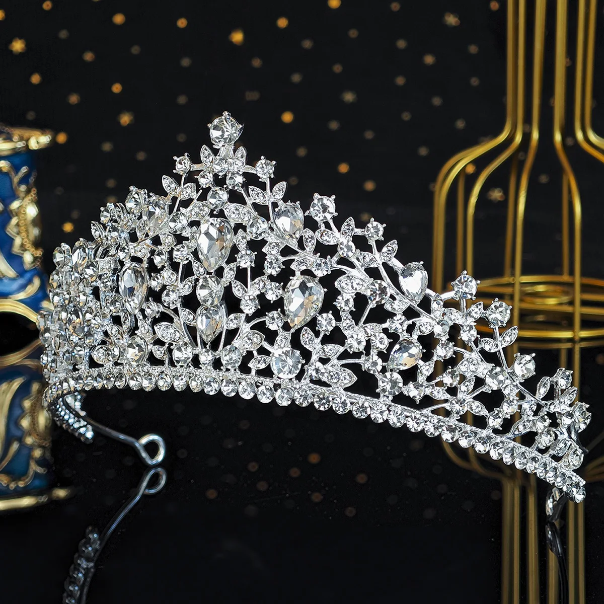Full Diamond Crystal Princess Crown Luxury Queen\'s Crown Headdress Hair Accessories Birthday Party Girl Headpieces
