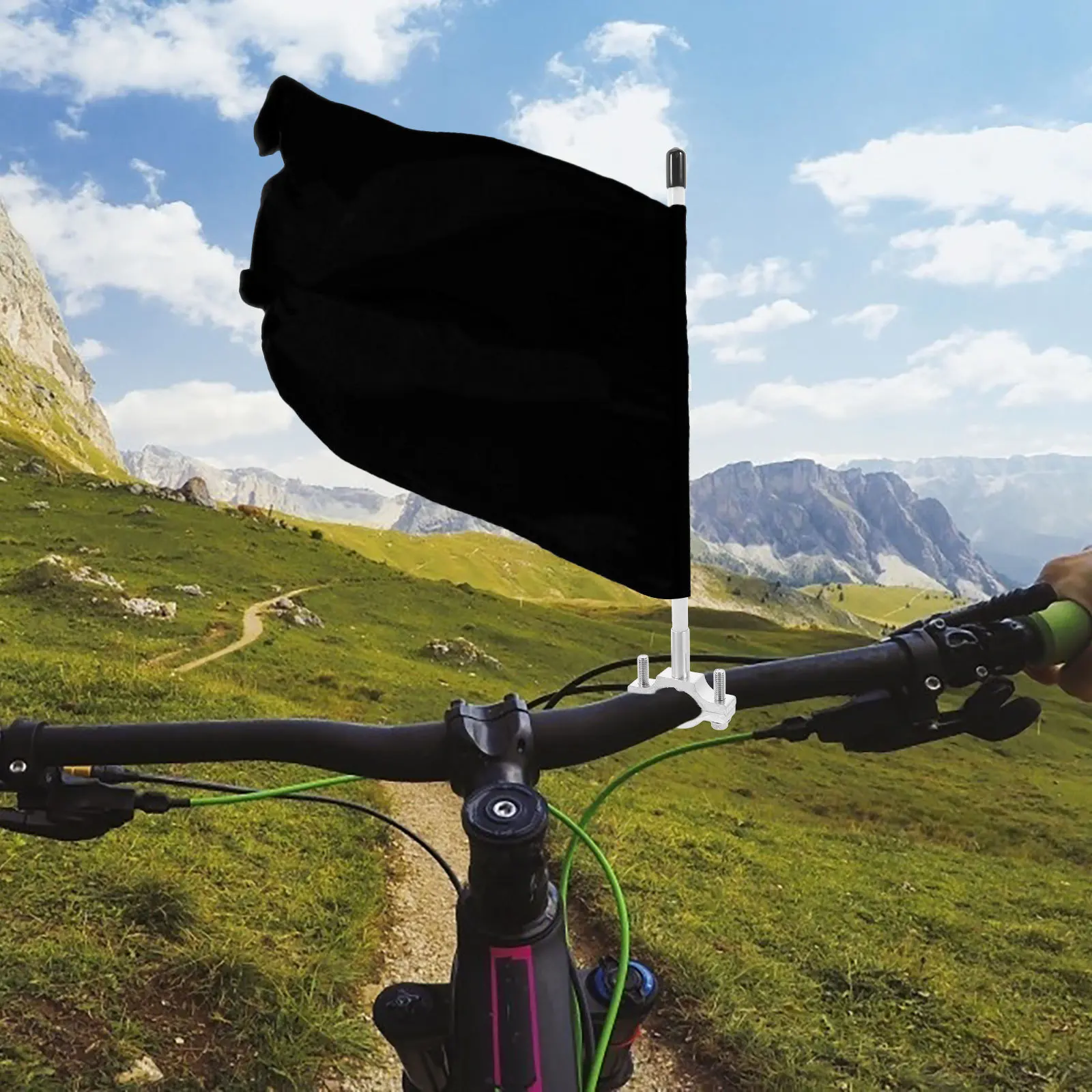 1pcs Bicycle Flag Pole Stainless Steel Aluminum Alloy Handlebar Mount For Motorcycle Atv Utv Dirt Bike Off Road Riding Safety