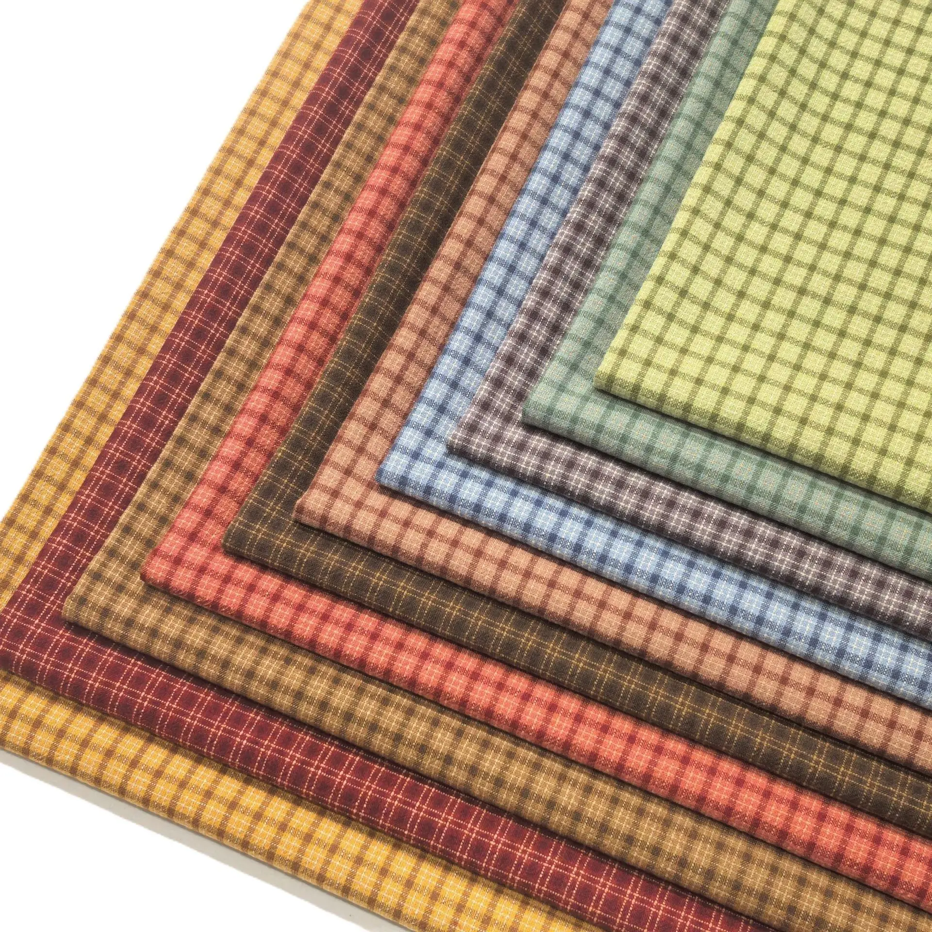 

100% Cotton Washed Color Interwoven Small Check Fabric, Bright Plaid Cloth Spring Autumn Windbreaker Shirt DIY Garment Material