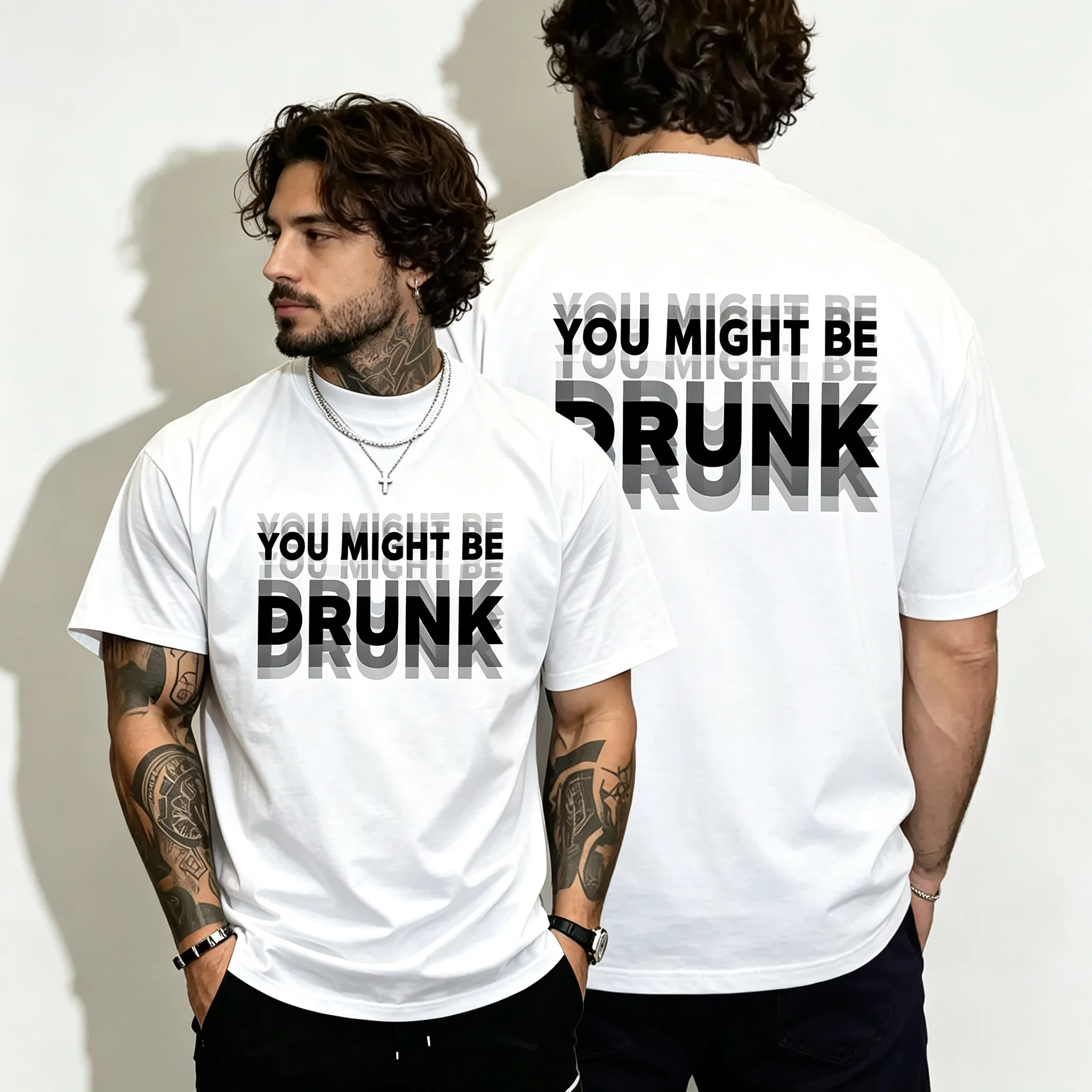 2026 Multi Layer Stacked Text Graphic Short Sleeve T-Shirt, Kids Adults Crew Neck Tee, Minimalist Street Style Loose Casual Top